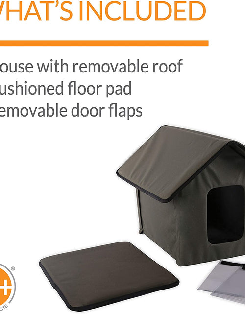 Load image into Gallery viewer, Outdoor Cat House for outside Pets, Weatherproof Outdoor Cat House for Ferals, Insulated Kitty Shelter, 2 Doors, Waterproof Removable Floor Pad, Unheated - Olive/Olive
