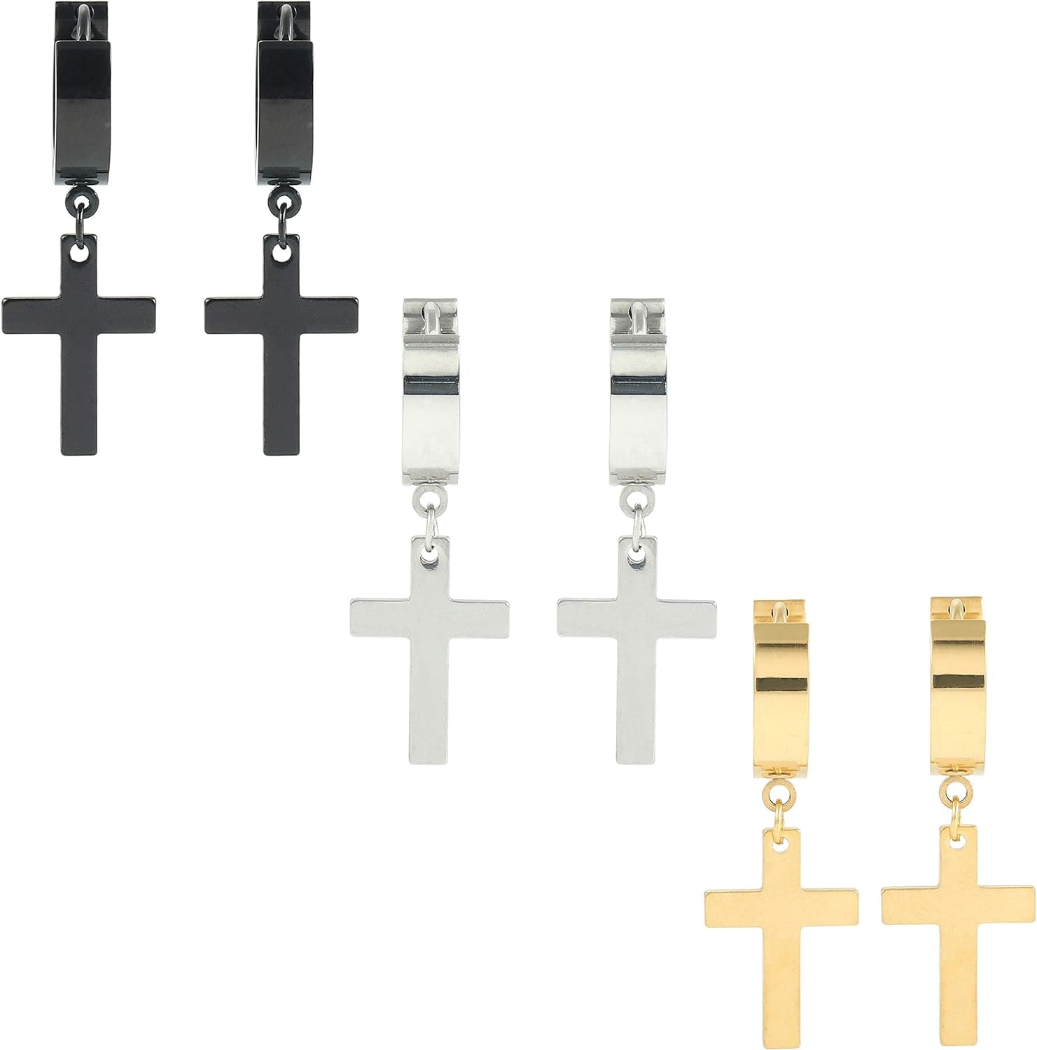 Pendientes De Cruz De Acero Inoxidable Para Hombres Y Mujeres Pendientes De Aro