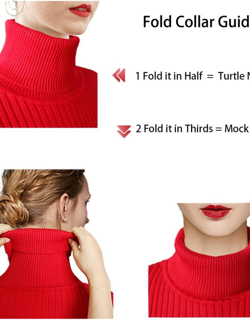 Load image into Gallery viewer, Turtleneck Ribbed Sweaters for Women Cute Sexy Knitted Warm Fitted Sweater
