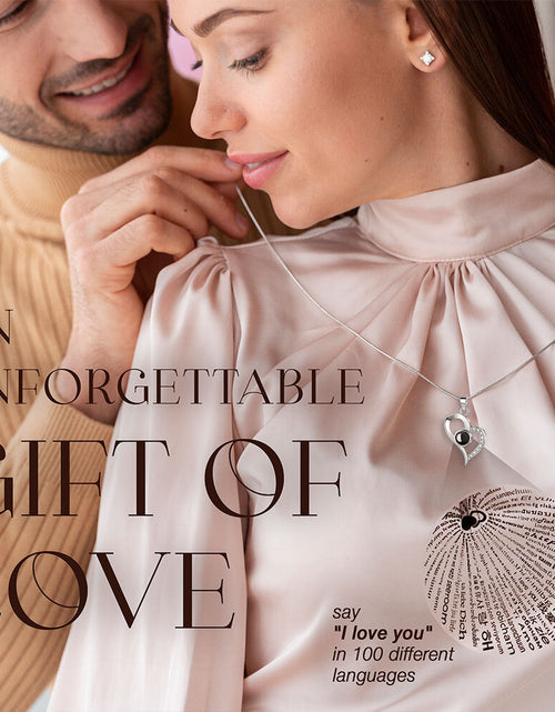 Load image into Gallery viewer, Glamour Boutique Preserved Rose in a Box with I Love You Necklace in 100 Languag
