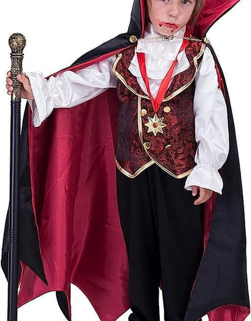 Load image into Gallery viewer, Gothic Vampire Costume Kids, Toddler Vampire Costume Halloween Vampire Costume, Vampire Costume for Boys, Halloween Party Dress up (3-4Yrs)
