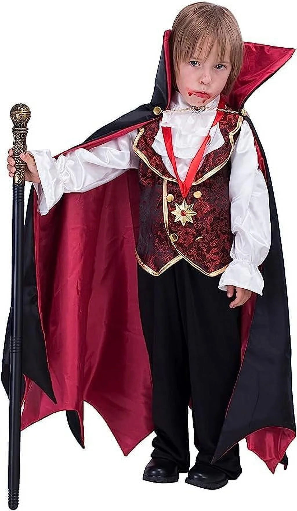 Gothic Vampire Costume Kids, Toddler Vampire Costume Halloween Vampire Costume, Vampire Costume for Boys, Halloween Party Dress up (3-4Yrs)