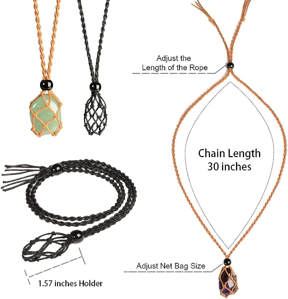 18 PCS Crystal Cage Necklace Holder Necklace Cord Empty Stone Holder Hand-Woven