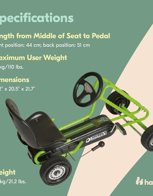 Load image into Gallery viewer, Kids Pedal Go Kart, 4 Wheel Bike Cart, Ages 4-8, Lightning Ride, Race Green - Outdoor Bicycle Karts with Plastic Wheels for Boys and Girls
