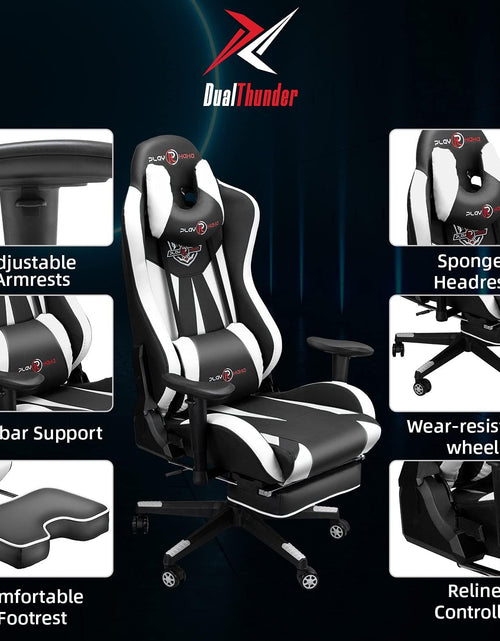 Load image into Gallery viewer, Gaming Chair with Footrest, Gaming Chairs, Comfortable Office Chairs Ergonomic Computer Gamer Chair with Headrest and Lumbar Support, High Back Gaming Chairs for Teens Adults, White
