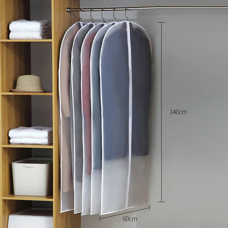 Clothes Hanging Dust Cover Wedding Dress Cover Suit Coat Storage Bag Transparent Fully Enclosed Clothes Cover with Zipper