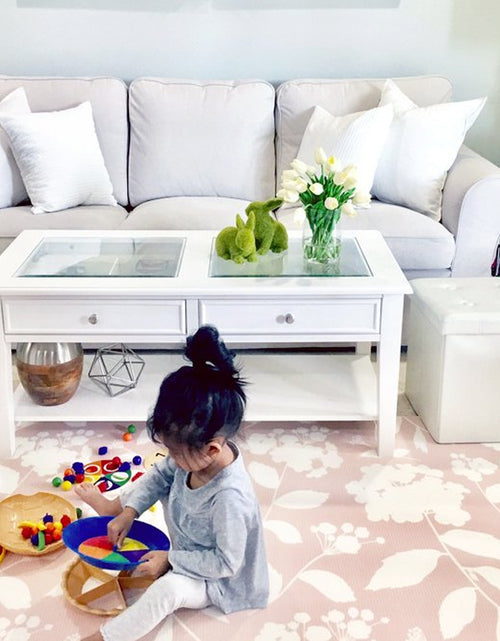 Load image into Gallery viewer, Premium Stylish Foam Floor Mat | Cushy-Soft &amp; Thick | Waterproof, Easy-To-Clean, Hypoallergenic, Non-Toxic, Pet-Friendly, Portable | Baby Play Mat, Yoga, Exercise Mat - Large Blush Pink Garden Blossom
