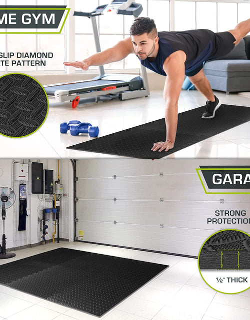 Load image into Gallery viewer, Puzzle Exercise Mat ½ In, EVA Interlocking Foam Floor Tiles for Home Gym, Mat for Home Workout Equipment, Floor Padding for Kids, Black, 24 in X 24 in X ½ In, 24 Sq Ft - 6 Tiles
