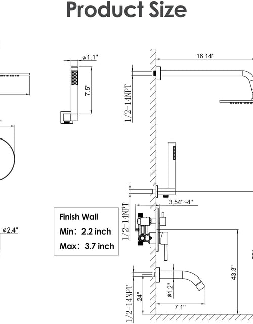 Load image into Gallery viewer, Bathtub Shower Faucet Set, Tub Shower System with 3-Way Shower Valve, High Pressure 10&quot; Rain Shower Head with Handheld Spray Combo, Wall Mounted Rainfall Shower Head Set, Brushed Nickel

