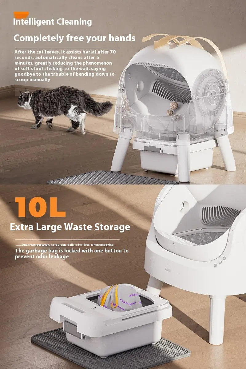 Open Automatic Self-Cleaning Litter Box (White)