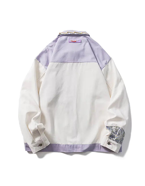 Load image into Gallery viewer, CALESECT 2024 Oversized Lace Patchwork Shacket Purple
