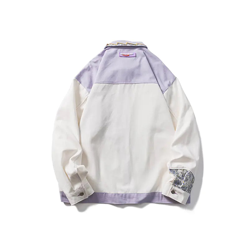 CALESECT 2024 Oversized Lace Patchwork Shacket Purple