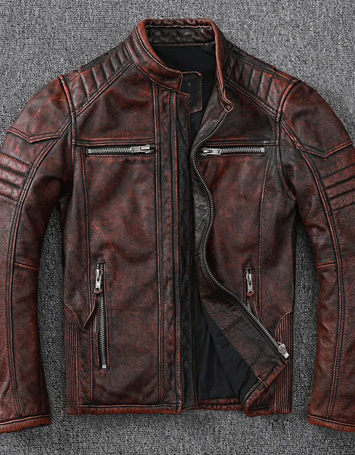 Load image into Gallery viewer, Harley Motorcycle Jacket in Vintage Genuine Leather
