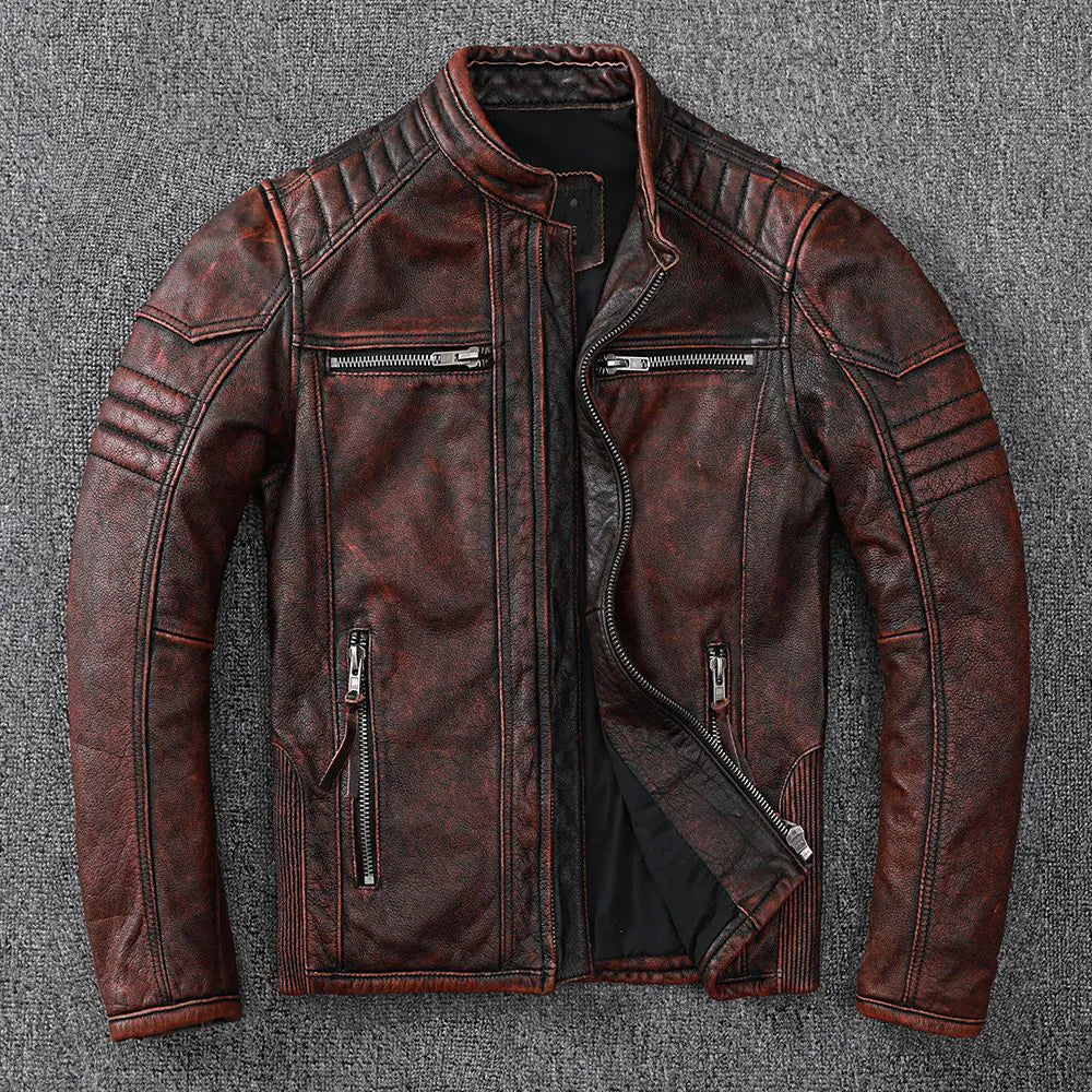 Harley Motorcycle Jacket in Vintage Genuine Leather