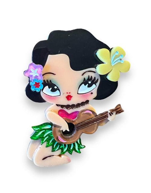 Load image into Gallery viewer, Hula Lula Tiki Girl Brooch by Miss Fluff x Lipstick &amp; Chrome
