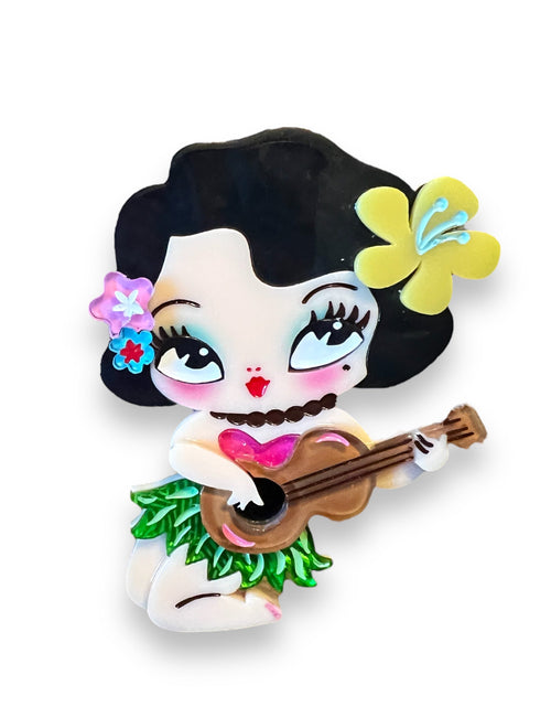 Load image into Gallery viewer, Hula Lula Tiki Girl Brooch by Miss Fluff x Lipstick &amp; Chrome
