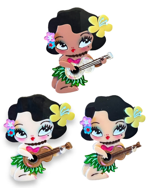 Load image into Gallery viewer, Hula Lula Tiki Girl Brooch by Miss Fluff x Lipstick &amp; Chrome
