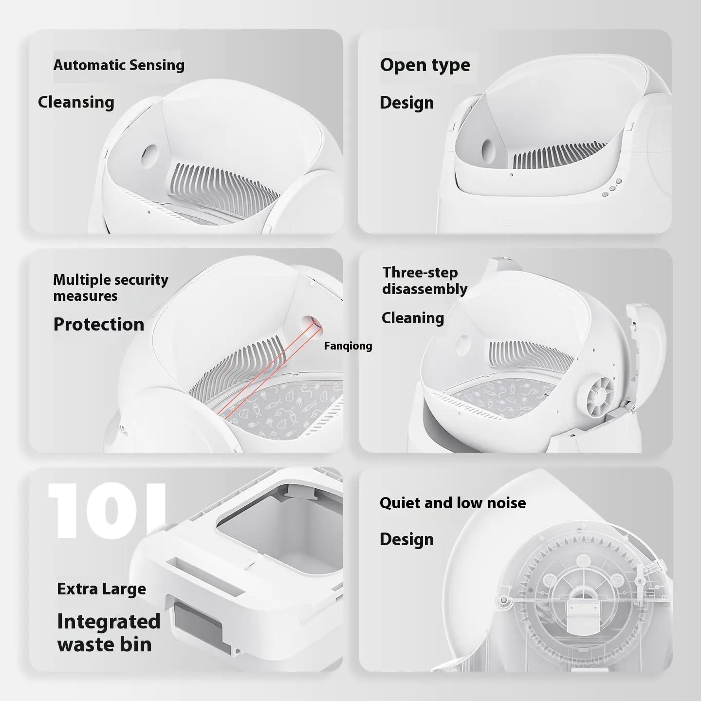 Open Automatic Self-Cleaning Litter Box (White)