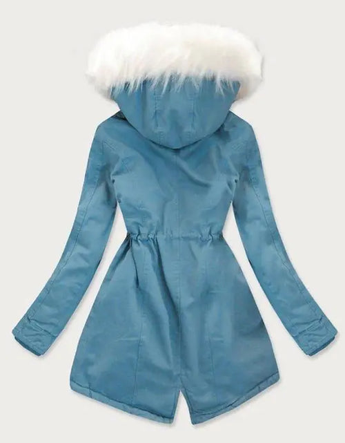 Load image into Gallery viewer, Women&#39;s Hooded Drawstring Plush Jacket
