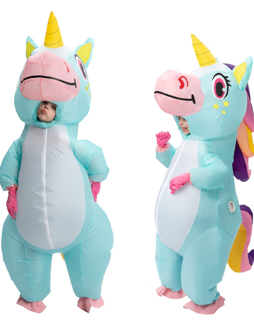 Load image into Gallery viewer, Inflatable Costume for Kids, Full Body Unicorn Costume, Unicorn Air Blown Costume, Unicorn Halloween Costume for Boys and Girls Dress up Party
