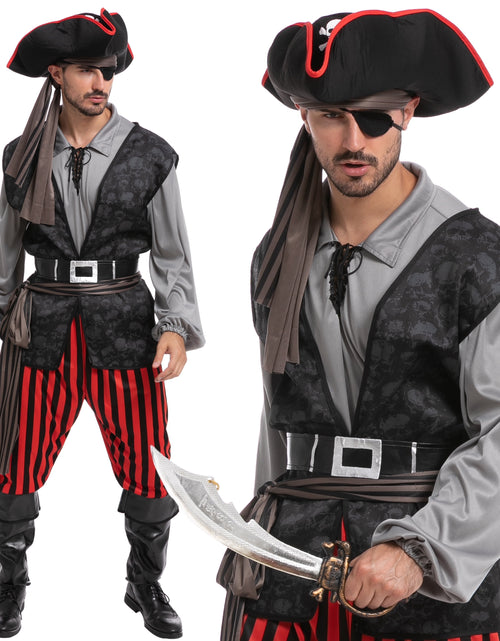 Load image into Gallery viewer, Men Pirate Costume Plundering Sea Captain Set for Adults Halloween Themed Parties
