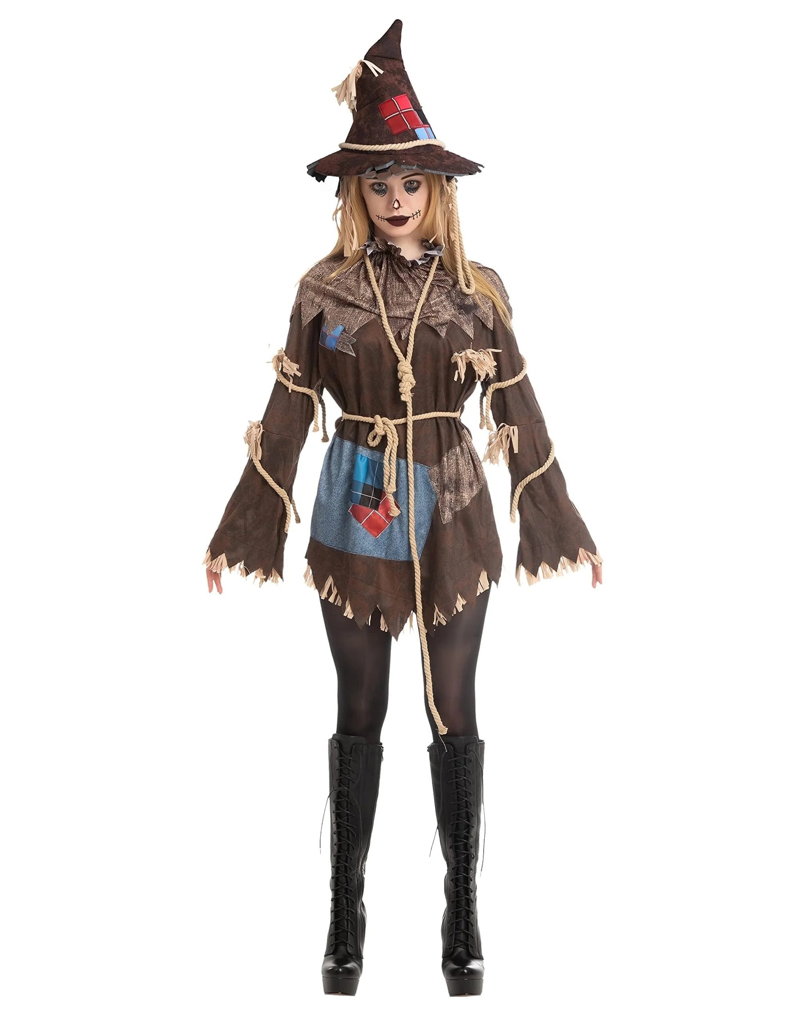 Scary Scarecrow Costume for Adult Women Halloween Dress up Party Cosplay