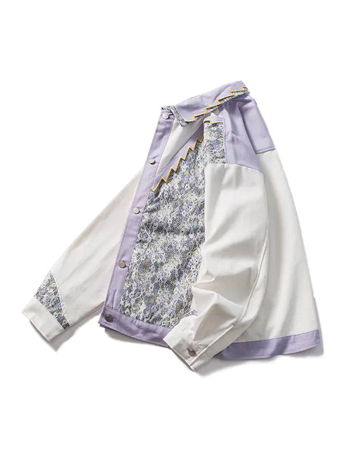 Load image into Gallery viewer, CALESECT 2024 Oversized Lace Patchwork Shacket Purple
