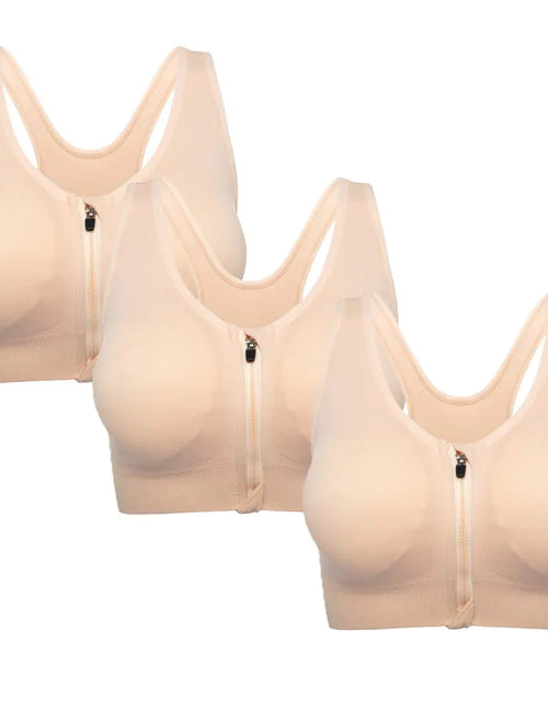 Load image into Gallery viewer, FLORATA Sports Bras for Women Zip Front Sports Bra Wireless Post-Surgery Bra Removable Cups Yoga Sport Bra
