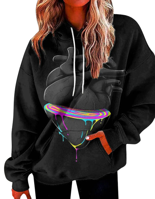 Load image into Gallery viewer, slqdgmryz Oversized Hoodies for Women Plus Size Drawstring Cute Hoodie Loose Preppy Sweatshirt with Pocket Womens Pullover Comfort Hoodies for Anxiety Plus Size Sweatshirts for Women 2024 Pink Large
