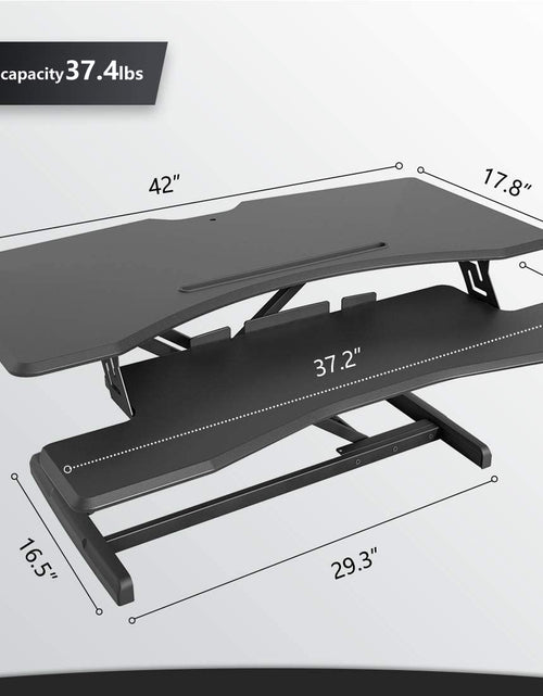 Load image into Gallery viewer, Standing Desk with Height Adjustable 42 Inches Standing Desk Converter Stand up Riser Tabletop Workstation Fits Dual Monitor Black
