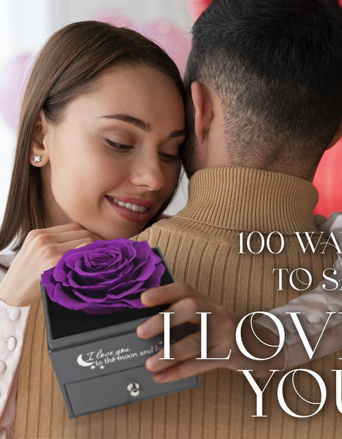 Load image into Gallery viewer, Glamour Boutique Preserved Rose in a Box with I Love You Necklace in 100 Languag
