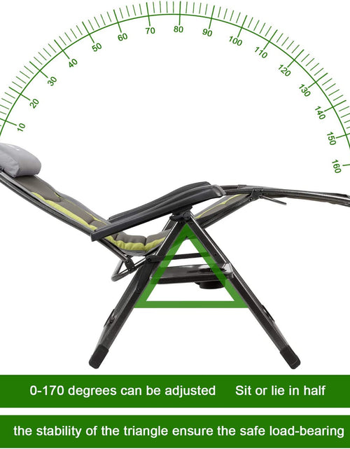 Load image into Gallery viewer, Oversize XL Zero Gravity Recliner Padded Patio Lounger Chair with Adjustable Headrest Support 350Lbs (Olive Green)
