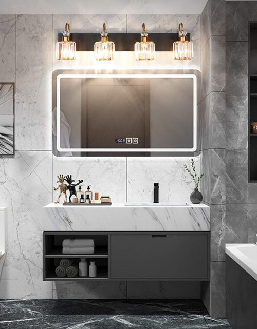 Load image into Gallery viewer, LED Modern Vanity Lights Fixtures 4 Lights Black Vanity Lights Crystal Modern Matte Black Vanity Lights for Bathroom
