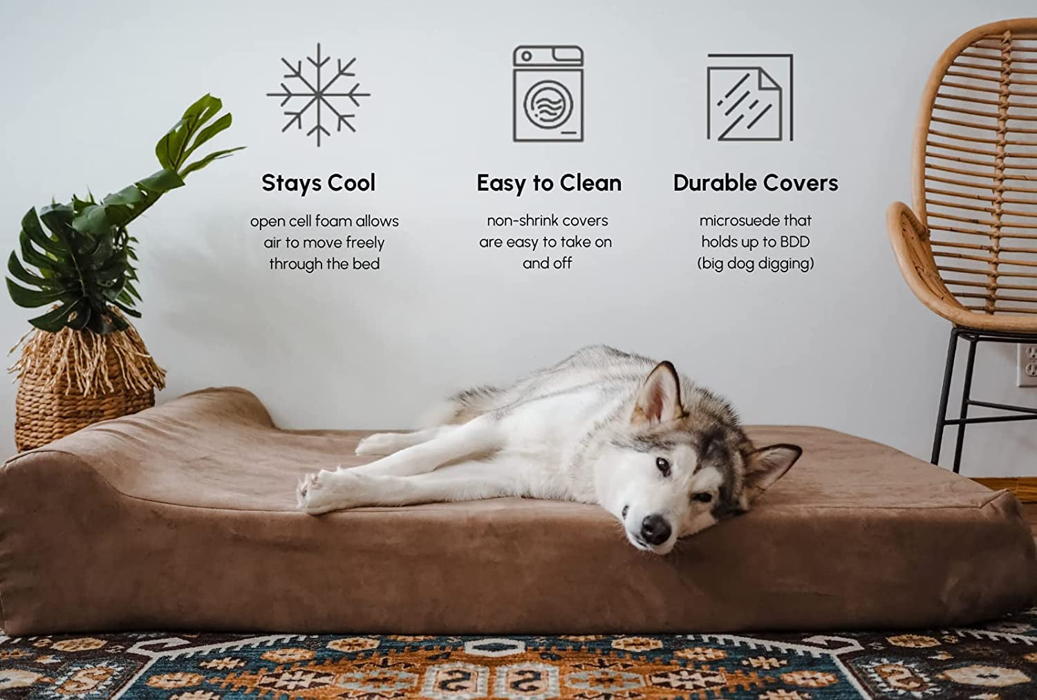 Barker Beds Giant Orthopedic Dog Bed for Large Dogs - 7" Thick Washable XL Mattress with Microsuede Cover - Durable Big Dog Bed - Water-Resistant, Machine Washable - Made in USA (Burgundy)