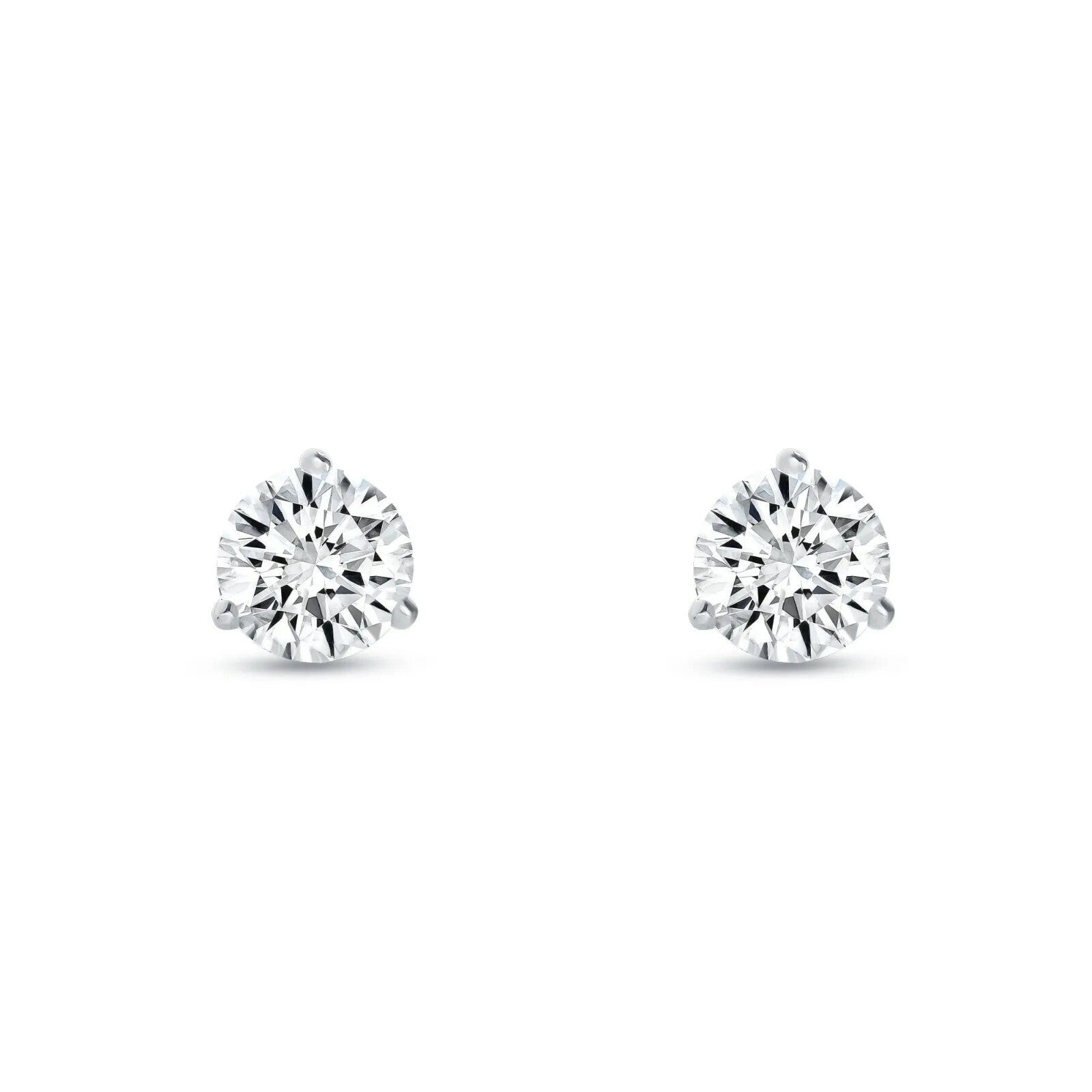 1 Ct round Lab Created Grown Diamond Earrings 14K White Gold F/VS Martini Push