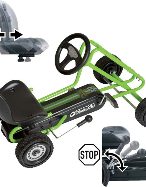 Load image into Gallery viewer, Kids Pedal Go Kart, 4 Wheel Bike Cart, Ages 4-8, Lightning Ride, Race Green - Outdoor Bicycle Karts with Plastic Wheels for Boys and Girls
