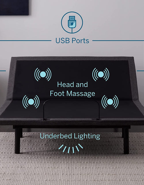 Load image into Gallery viewer, L600 Adjustable Bed Base Frame - Twin XL - Zero Gravity - Bluetooth - Companion App - Head and Foot Incline - Interactive Dual Massage - under Bed Lighting - Wireless Remote - Dual USB Ports
