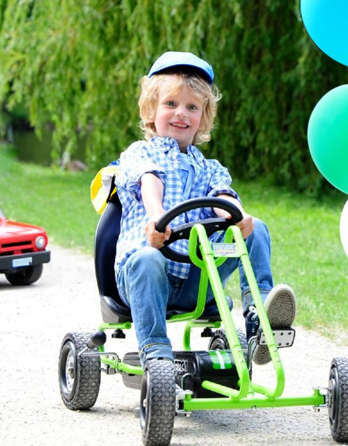 Load image into Gallery viewer, Kids Pedal Go Kart, 4 Wheel Bike Cart, Ages 4-8, Lightning Ride, Race Green - Outdoor Bicycle Karts with Plastic Wheels for Boys and Girls
