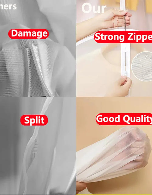 Load image into Gallery viewer, Clothes Hanging Dust Cover Wedding Dress Cover Suit Coat Storage Bag Transparent Fully Enclosed Clothes Cover with Zipper
