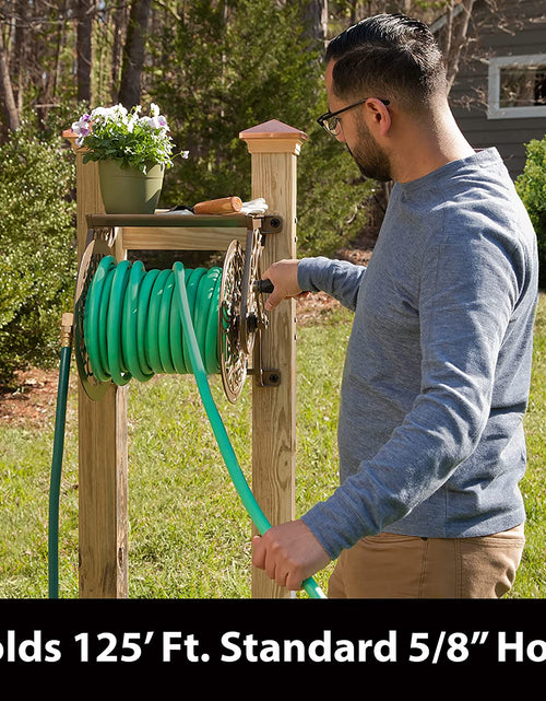 Load image into Gallery viewer, 704 Decorative Cast Aluminum Wall Mount Garden Hose Reel, Holds 125-Feet of 5/8-Inch Hose - Bronze
