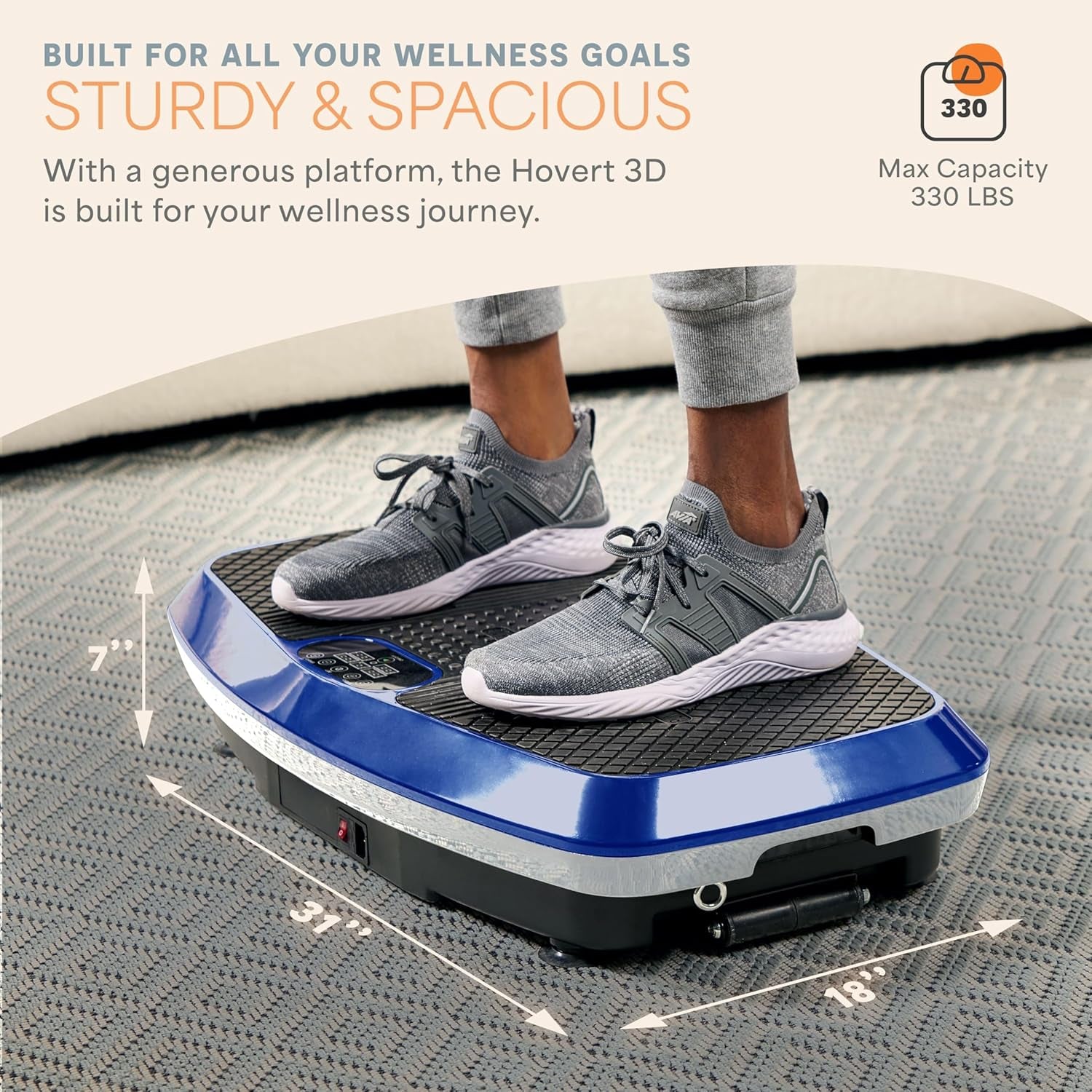 Hovert 3D Heavy Duty Vibration Plate Machine – Sturdy Dual Motor Platform with Lateral & 3D Motion – Full Body Workout for Strength, Balance, Recovery & Circulation