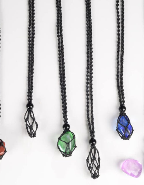 Load image into Gallery viewer, 18 PCS Crystal Cage Necklace Holder Necklace Cord Empty Stone Holder Hand-Woven

