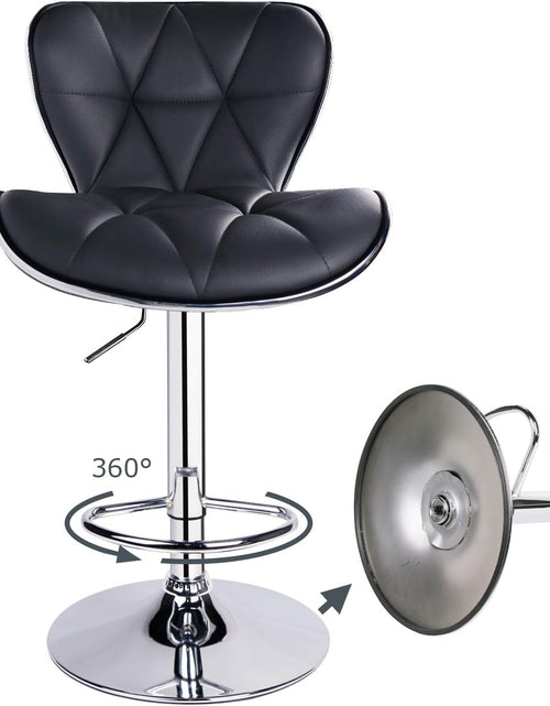 Load image into Gallery viewer, Leader Shell Back Bar Stools Set of 2, Adjustable Bar Stool with Back, Swivel Barstools (Black)
