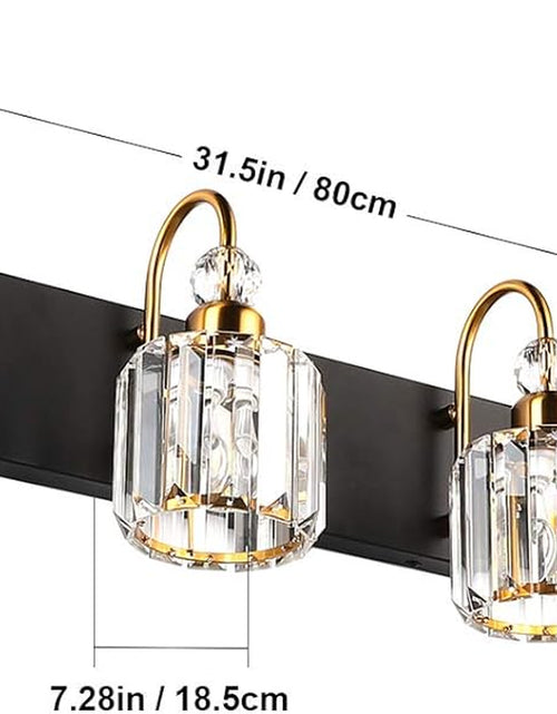 Load image into Gallery viewer, LED Modern Vanity Lights Fixtures 4 Lights Black Vanity Lights Crystal Modern Matte Black Vanity Lights for Bathroom
