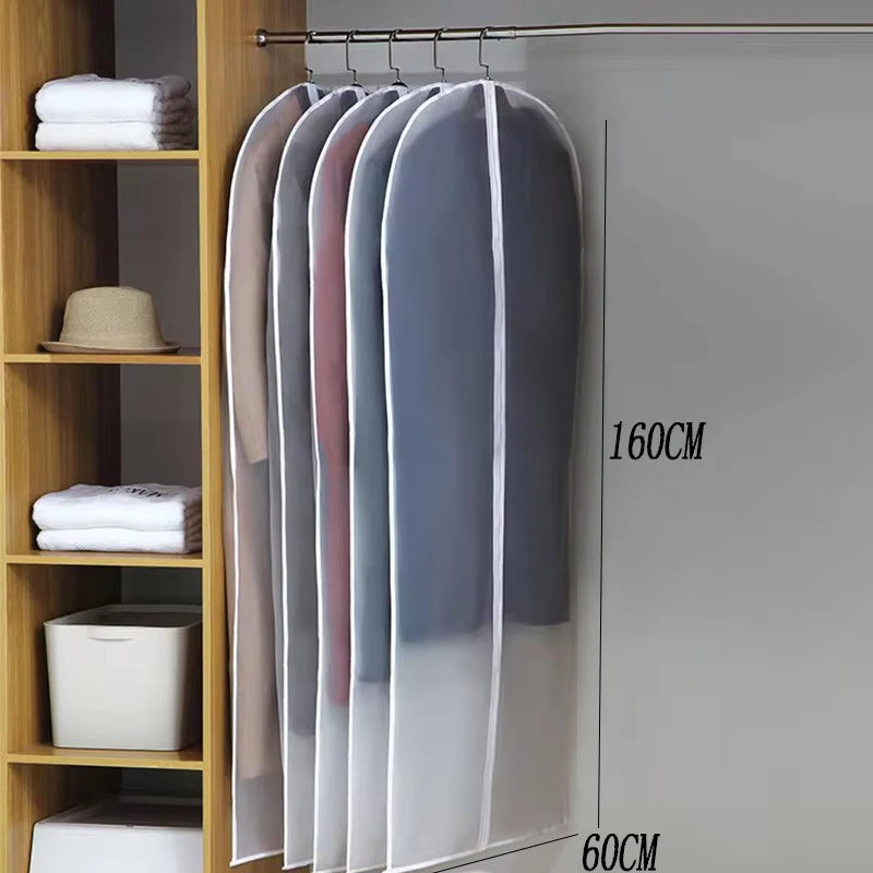 Clothes Hanging Dust Cover Wedding Dress Cover Suit Coat Storage Bag Transparent Fully Enclosed Clothes Cover with Zipper