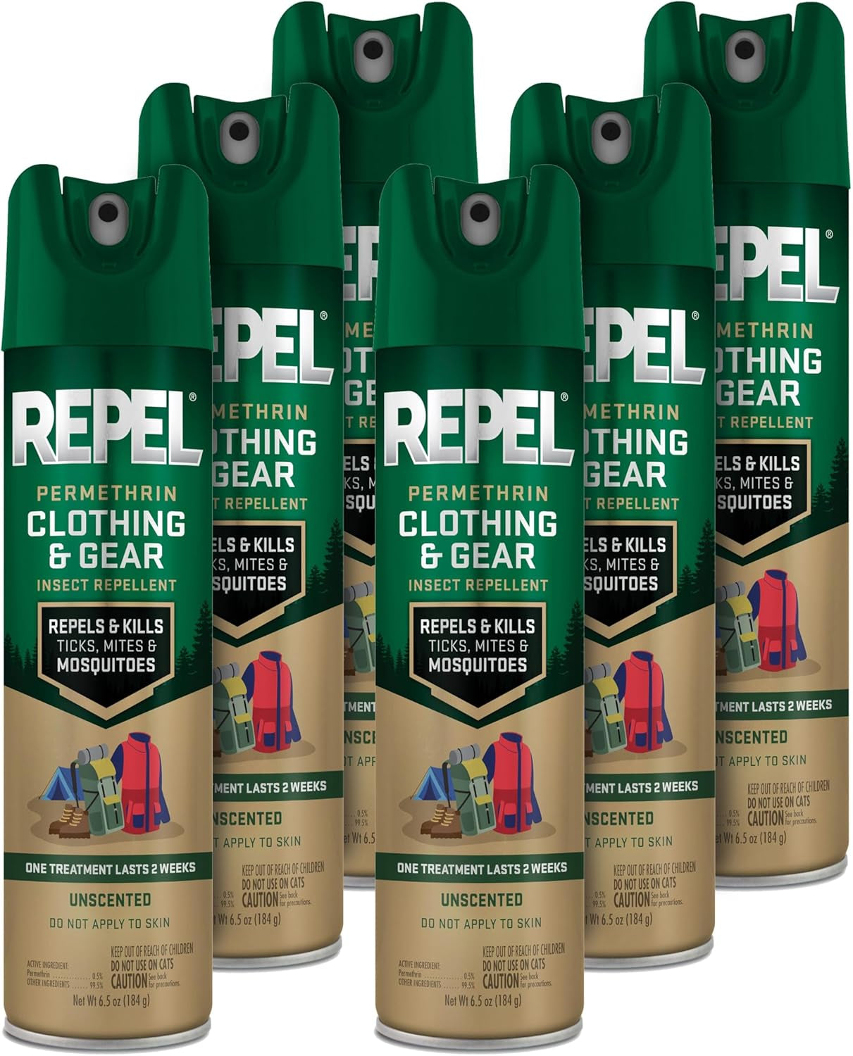 Permethrin Clothing & Gear Insect lent, Use on Outdoor Gear, Tents and Sleeping Bags, s Mosquitoes, Ticks, Mites, (Aerosol Spray), 6.5 Fl Oz (Pack of 6)