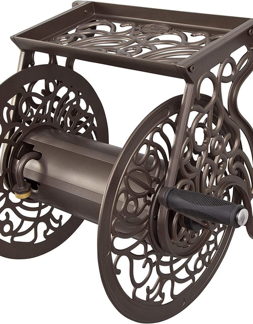 Load image into Gallery viewer, 704 Decorative Cast Aluminum Wall Mount Garden Hose Reel, Holds 125-Feet of 5/8-Inch Hose - Bronze
