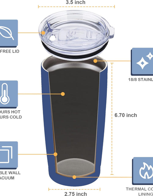 Load image into Gallery viewer, 20Oz Tumbler with Lid and Straw, Stainless Steel Vacuum Insulated Water Coffee Tumbler Cup, Double Wall Powder Coated Spill-Proof Travel Mug Thermal Cup for Home Outdoor (Navy Blue, 1 Pack)
