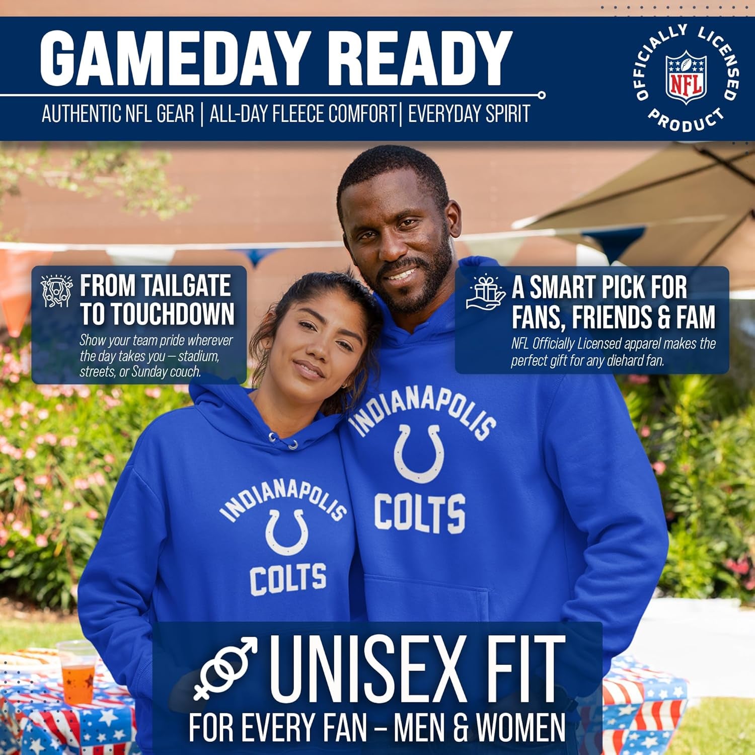 NFL Adult Gameday Hooded Sweatshirt - Poly Fleece Cotton Blend - Stay Warm and Represent Your Team in Style