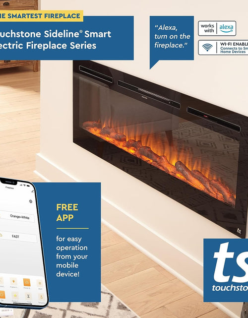 Load image into Gallery viewer, Smart Electric Fireplace-The Sideline 36&quot; Wide-In Wall Recessed - 30 Realistic Ember Color/Flame Options - 1,500W Heater W/Thermostat - Log &amp; Crystal Hearth Options - Alexa/Wifi Enabled
